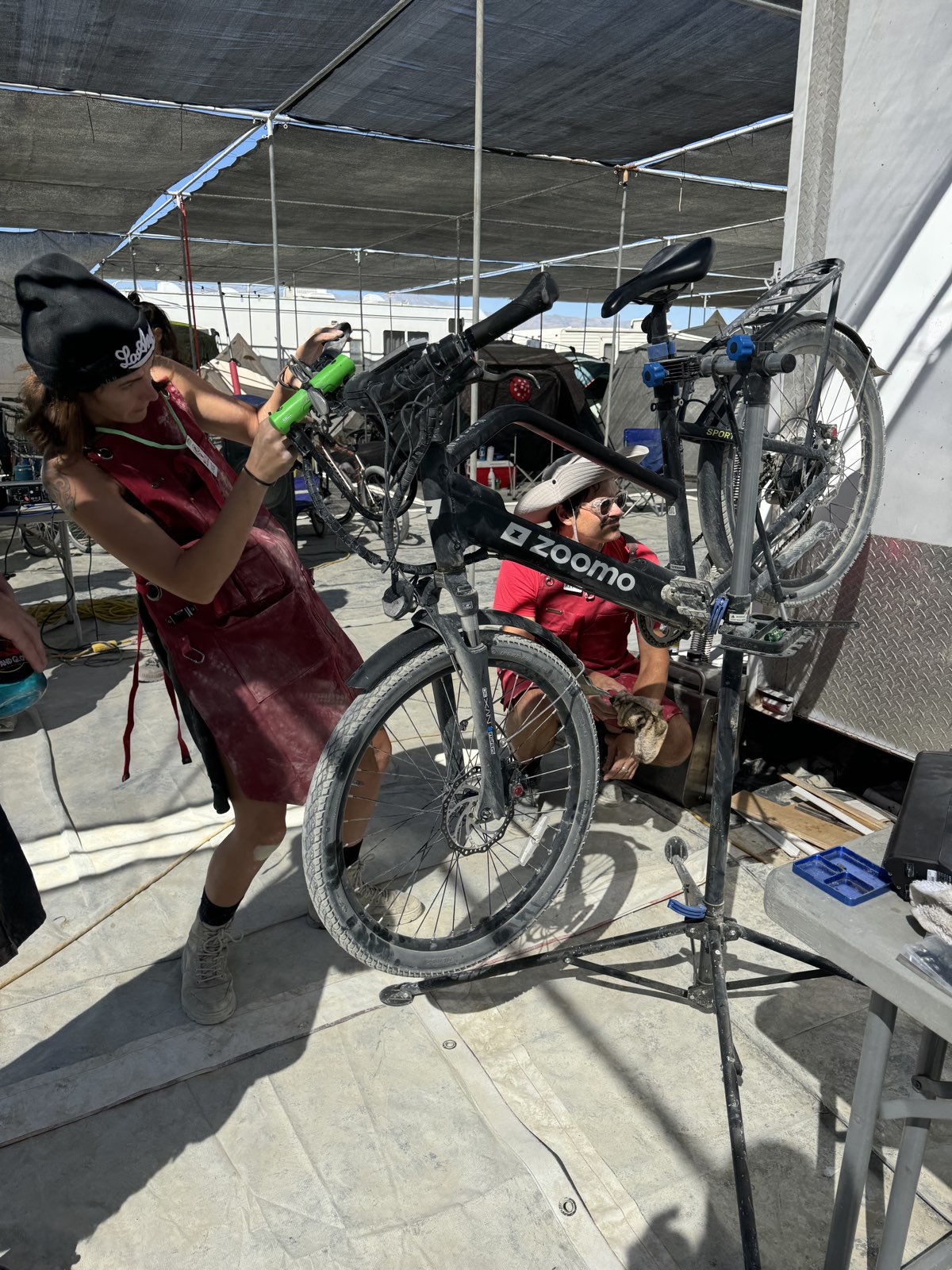 Mechanic working on a bike at Maybe Bike Repair